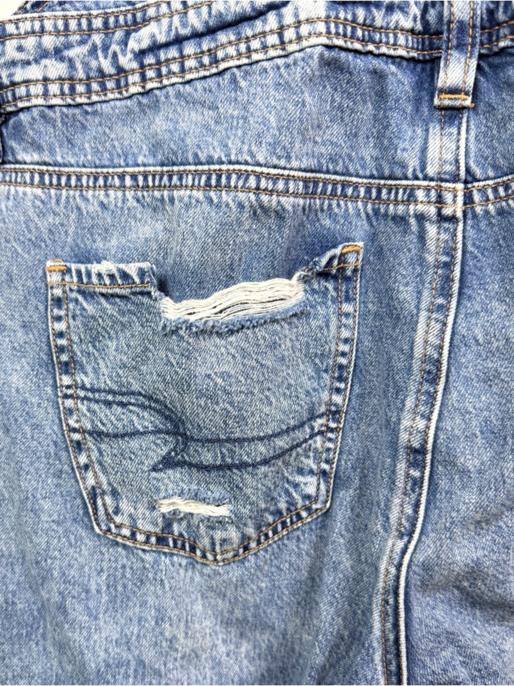 American Eagle Distressed Denim Overalls Medium Wash Jeans Womens Size Small NEW - Picture 8 of 8